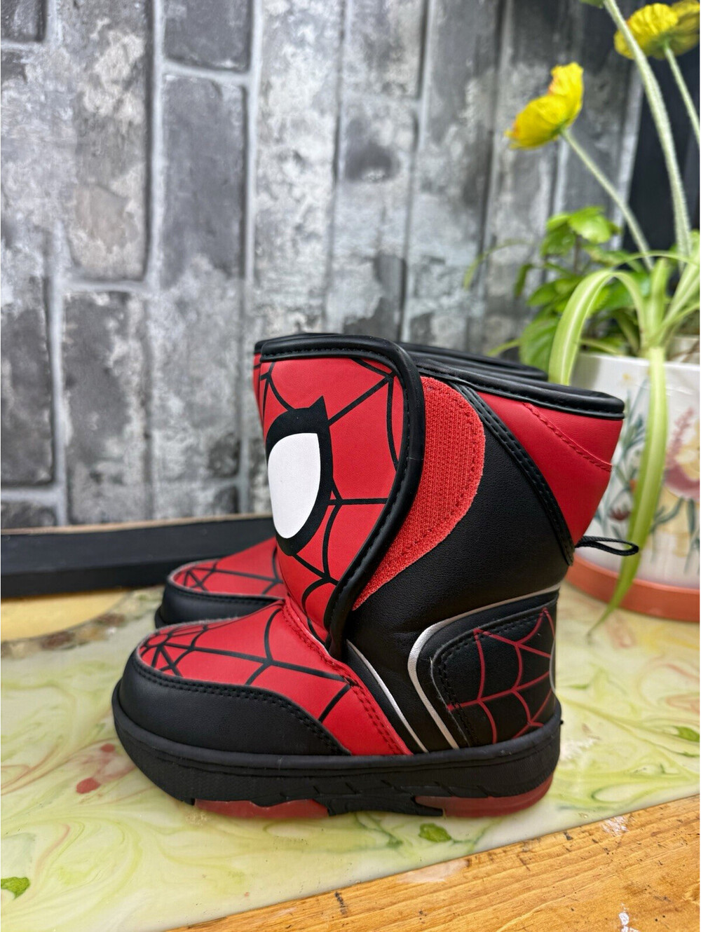 Marvel Spider-Man Kids Red/Black Synthetic Ankle Boots Round Toe US 7